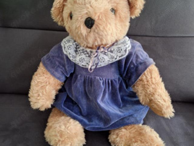 Teddybär Leopoldsdorf Österreich blaues Samtkleid 44cm hoch - 1